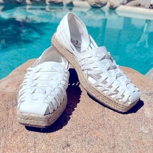 SAM & LIBBY ASHA ESPADRILLE SANDALS SLIP ON-WHITE